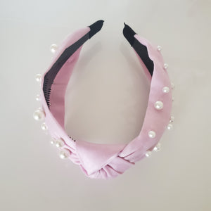 Pink Headband with pearls